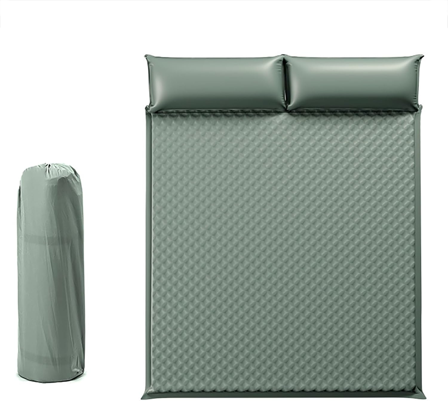 Double Sleeping Pad for Camping, 5CM Ultra-Thick Self Inflating Camping Pad with Pillow, Lightweight Camping Mattress Pad, Built-In Foot Pump, Portable Sleeping Mat for Hiking, Backpacking (Green) image number 6