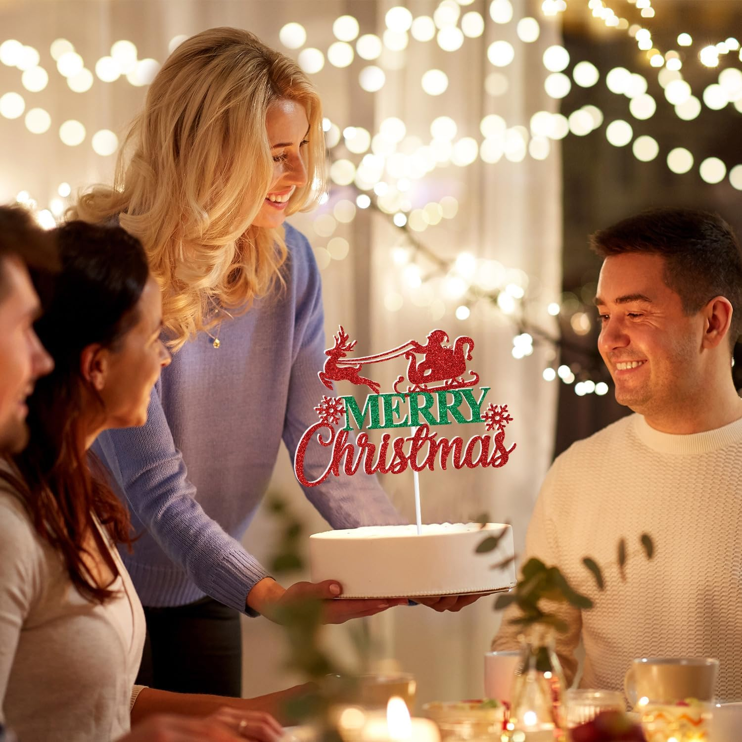 Merry Christmas Cake Topper, Be Merry, Happy New Year, Happy Holiday, Xmas/New Year Eve Party Decorations Supplies image number 5