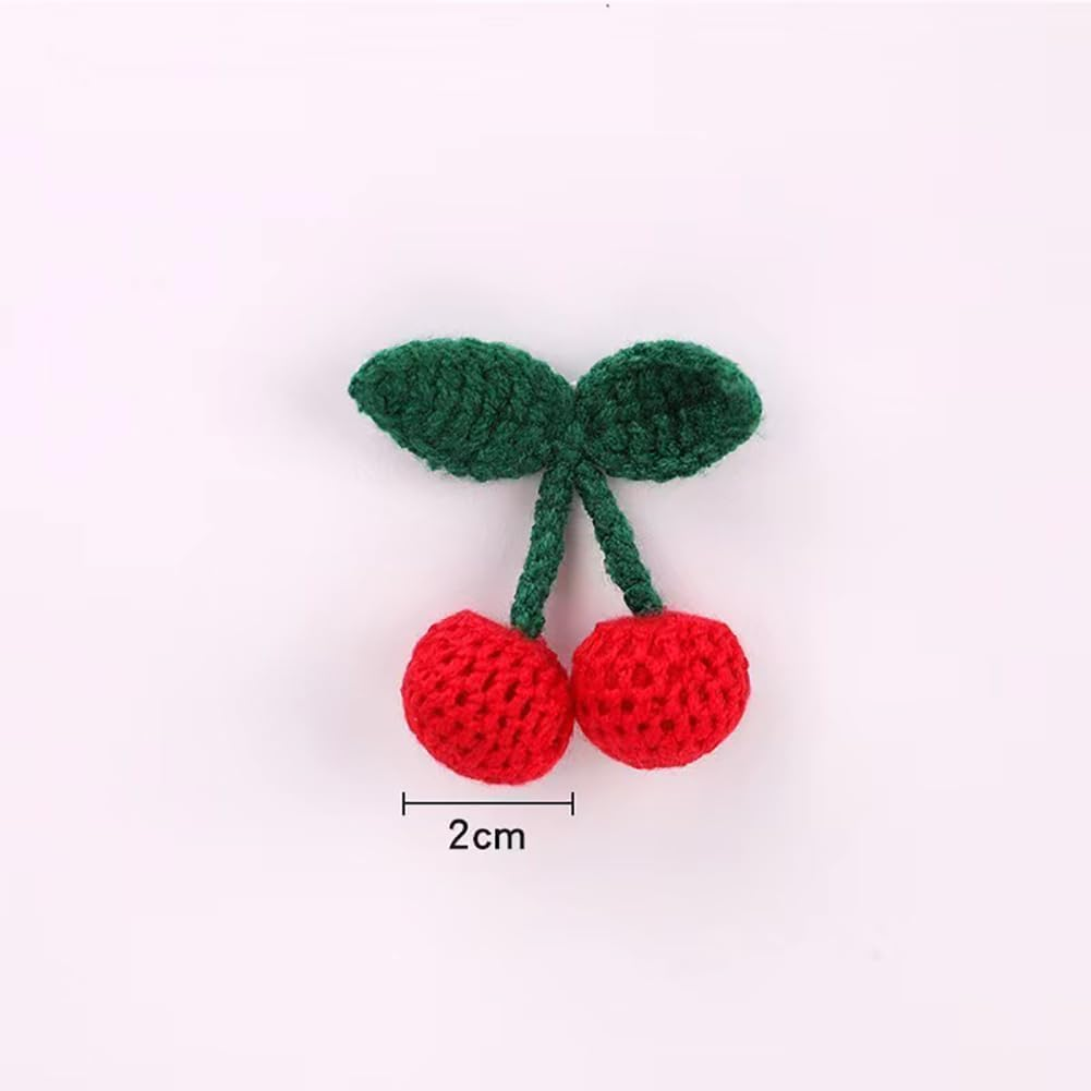 4 Pcs Red Sweet Cherry Hair Clips and Hair Ties Handmade Crochet Fruit Hairpins Hair Barrettes Cute Hair Accessories for Women Girls, Hair Styling Accessories image number 3