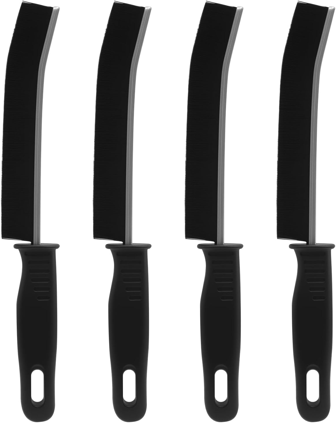 Deep Crevice Cleaning Grout Brushes, 4 Pcs Hard Bristle Cleaning Brush with Non-Slip Handle, Household Supplies for Bathroom Kitchen Toilet Window Vehicle (Black)