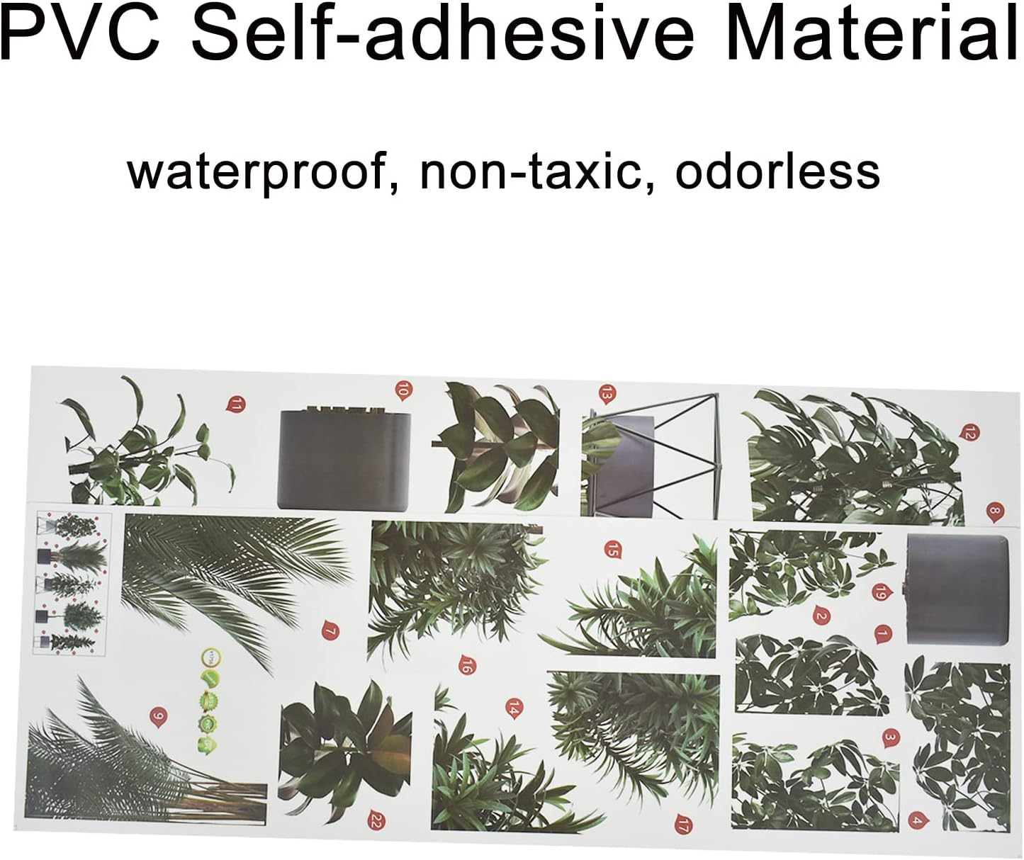 Pinenjoy Green Pot Plants Leaves Wall Decals 3D Artificial Tropical Plant Bonsai Wall Sticker 43X20Inch Removable Self-Adhesive Vinyl Pastoral Wall Murals for Bedroom Living Room Nursery Office