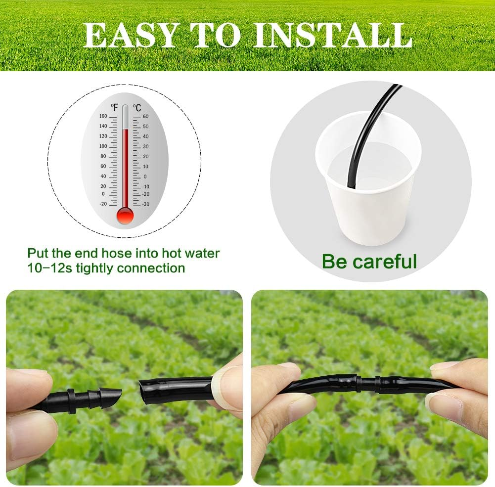 JOYPRO 100 Pieces Drip Irrigation 1/4" Barbed Coupling Fittings, Barbed Connectors for 1/4 Inch Irrigation Tubing, Drip Line Coupler for Drip Sprinkler Garden Lawn Systems - 25P Locked Nozzles-Or image number 3