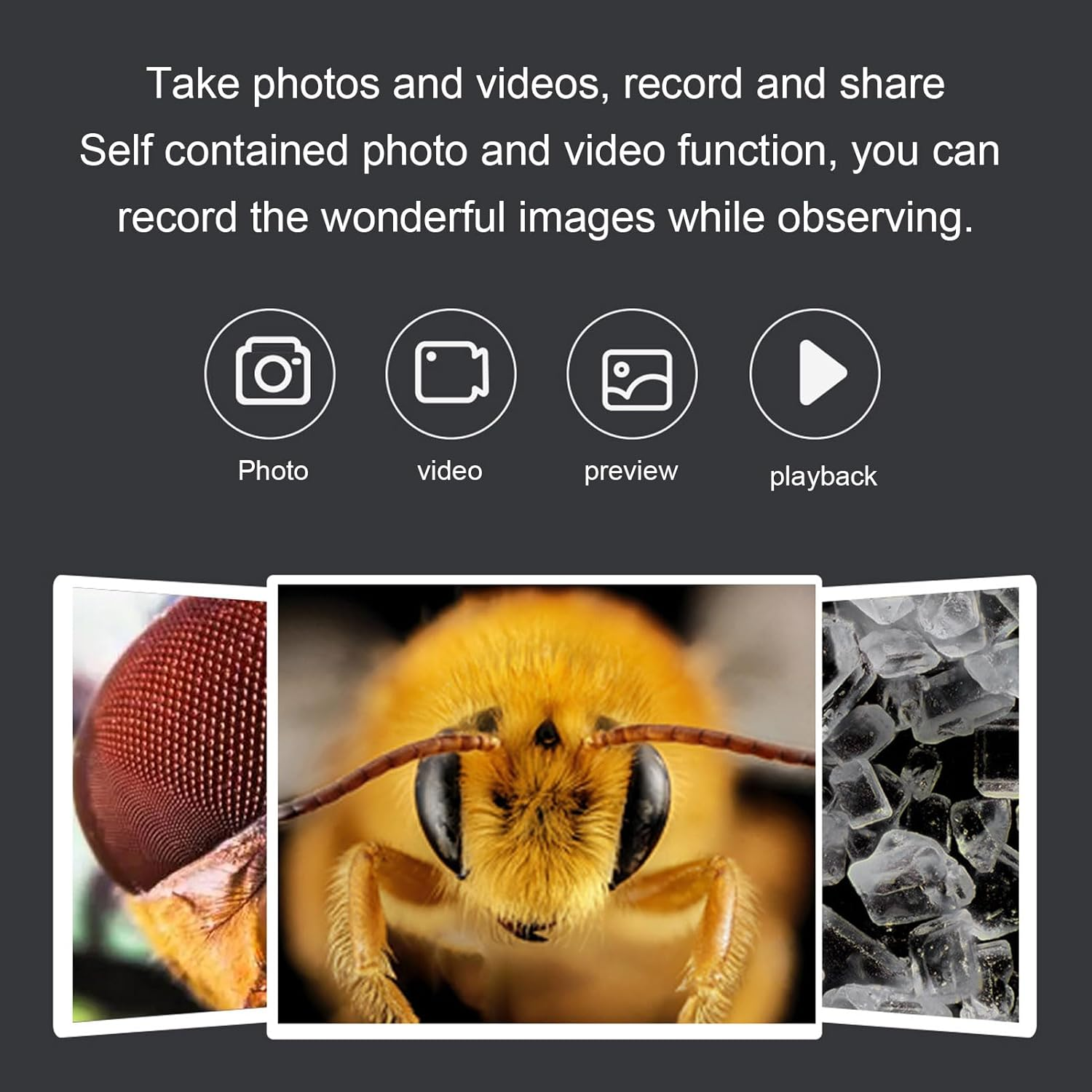 XUMIUZIY Portable Digital Microscope, 50X-1000X Magnification Handheld Microscopes with 2 Inch LCD Screen, 8 Adjustable LED Lights, USB Microscope Camera for Kids & Adults image number 4