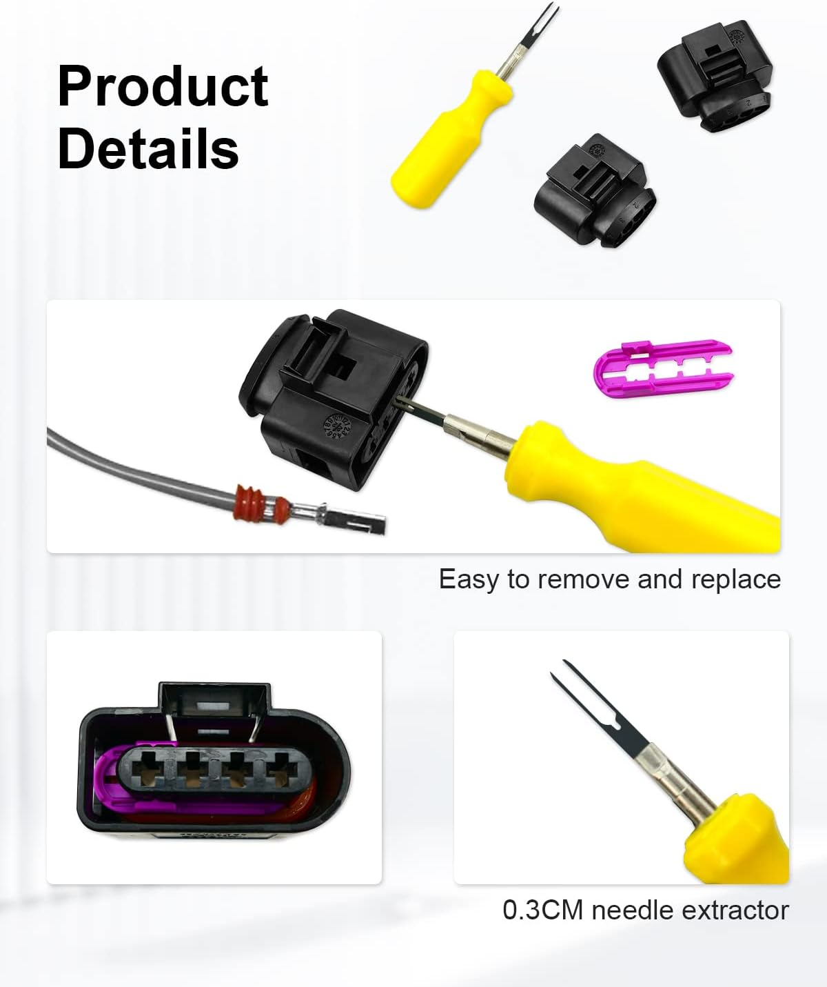 ANODZU 4 Pcs Ignition Coil Connector Repair Kit Fits for VW Passat Tiguan Beetle Golf Jetta AUDI A3 A4 A5 A6 Q7 TT R8, Harness Plug Replace 4B0973724 4B0-973-724 image number 2