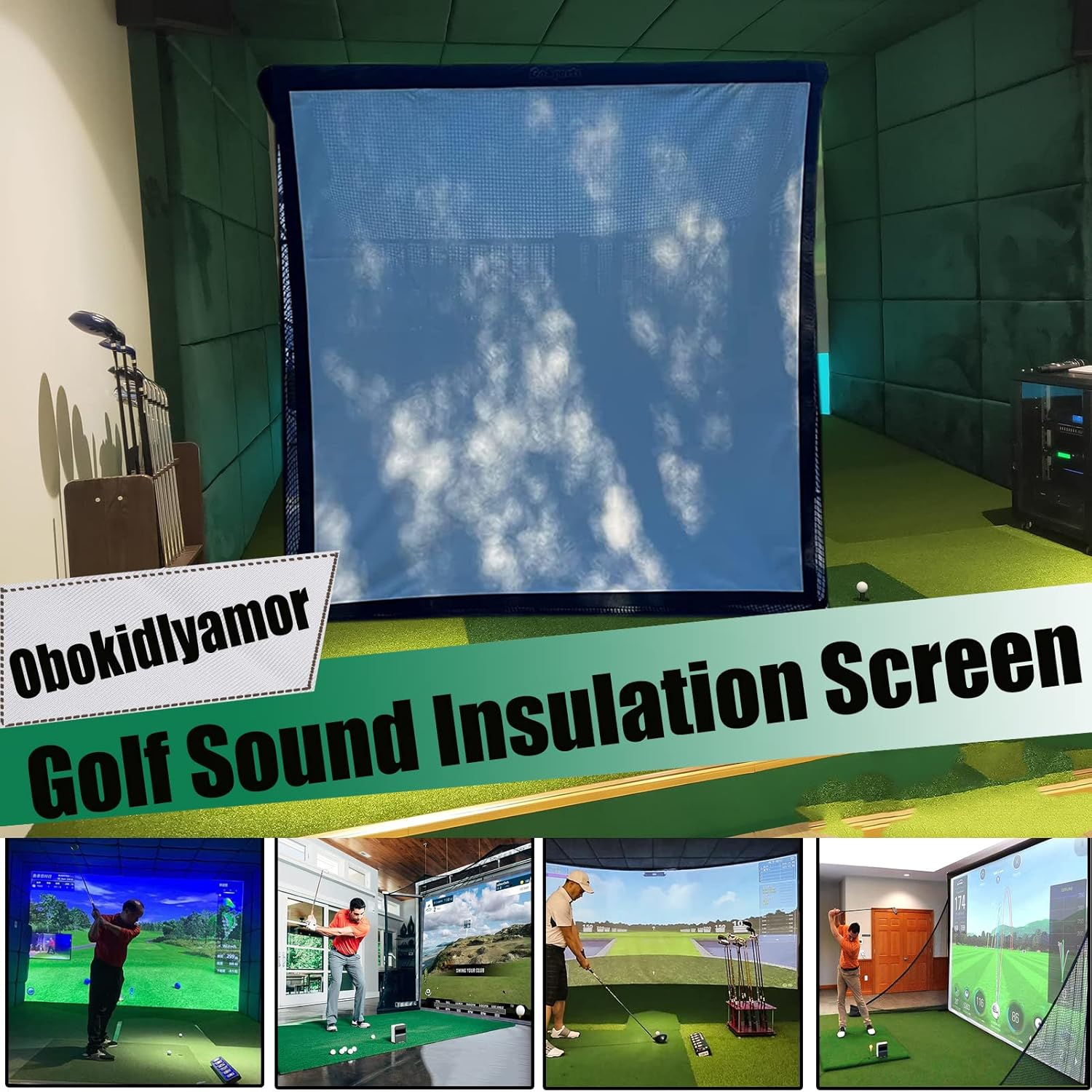 Obokidlyamor Golf Simulator Impact Screens Installed on Golf Hitting Net Frame- Sim Ball Simulator Impact Display Projection Screen with 10Pcs Grommet Ropes for Outdoor/Indoor/Home image number 5