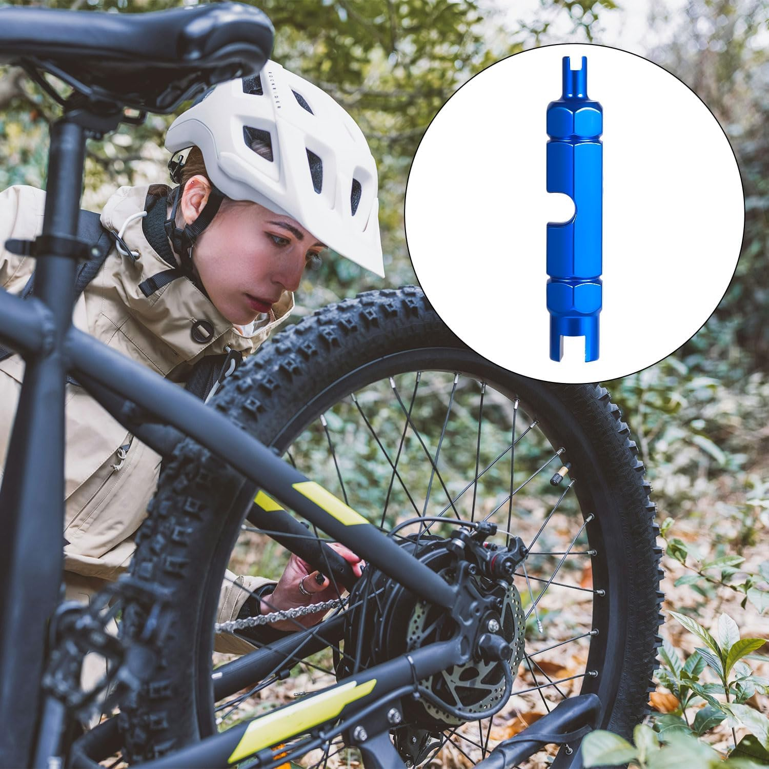 Valve Core Repair Kit, Reliable Valve Core Bike Replacement Kit with 4Pcs Valve Caps and 4Pcs Valve Cores Wrench for Presta & Schrader Valve image number 3