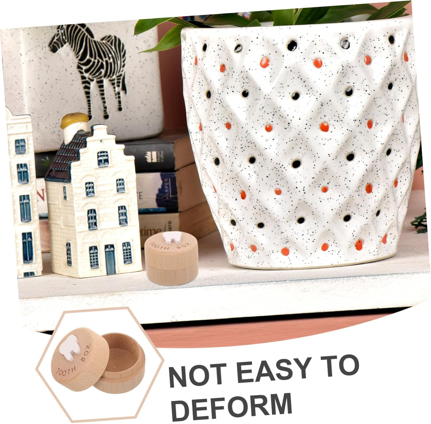 Wooden Baby Tooth Box Lid Baby Teeth Holder Fetal Hair Saver Small round Keepsake Organizer and Hair Collection image number 2