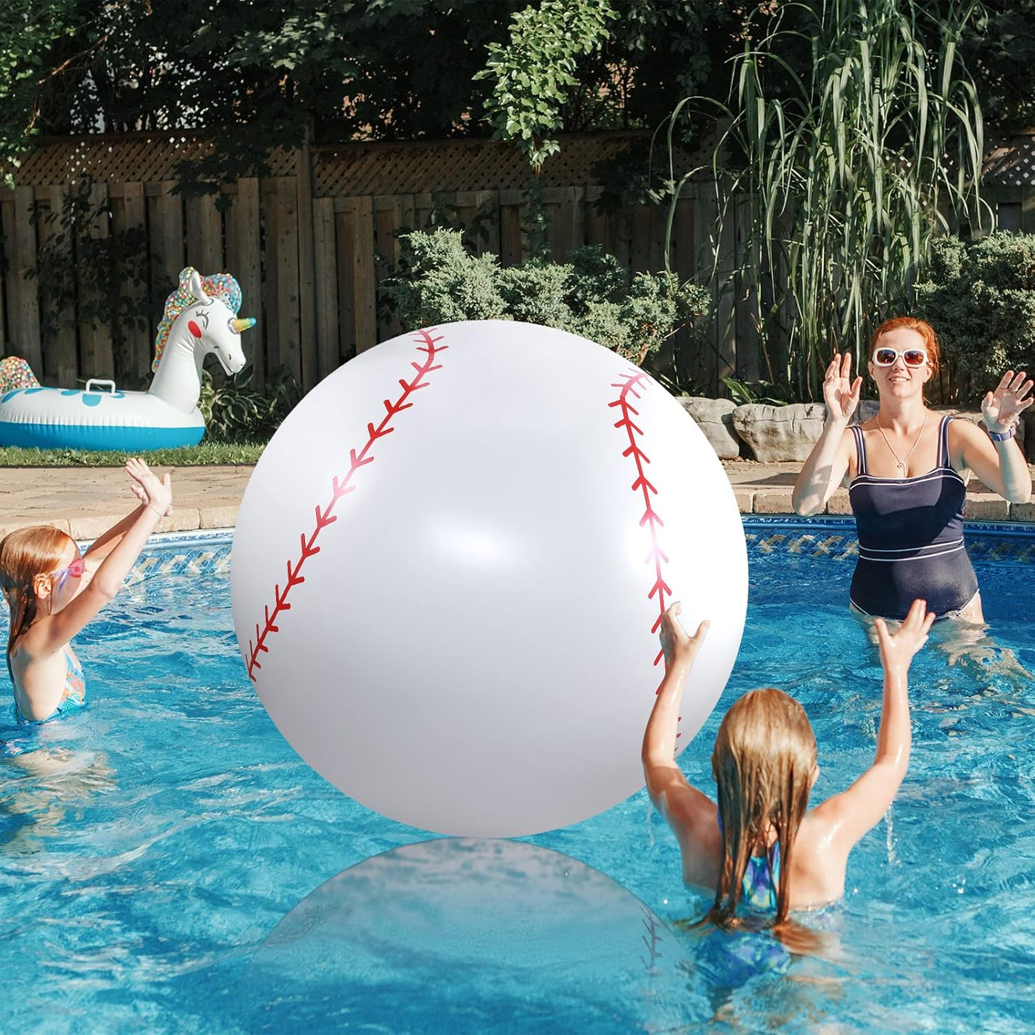 Meooeck 2 Pcs Giant Inflatable Beach Balls 40 Inch Large Baseball PVC Blow up Float Toys for Summer Beach Swimming Pool Party Favor Outdoor Activity Games image number 2