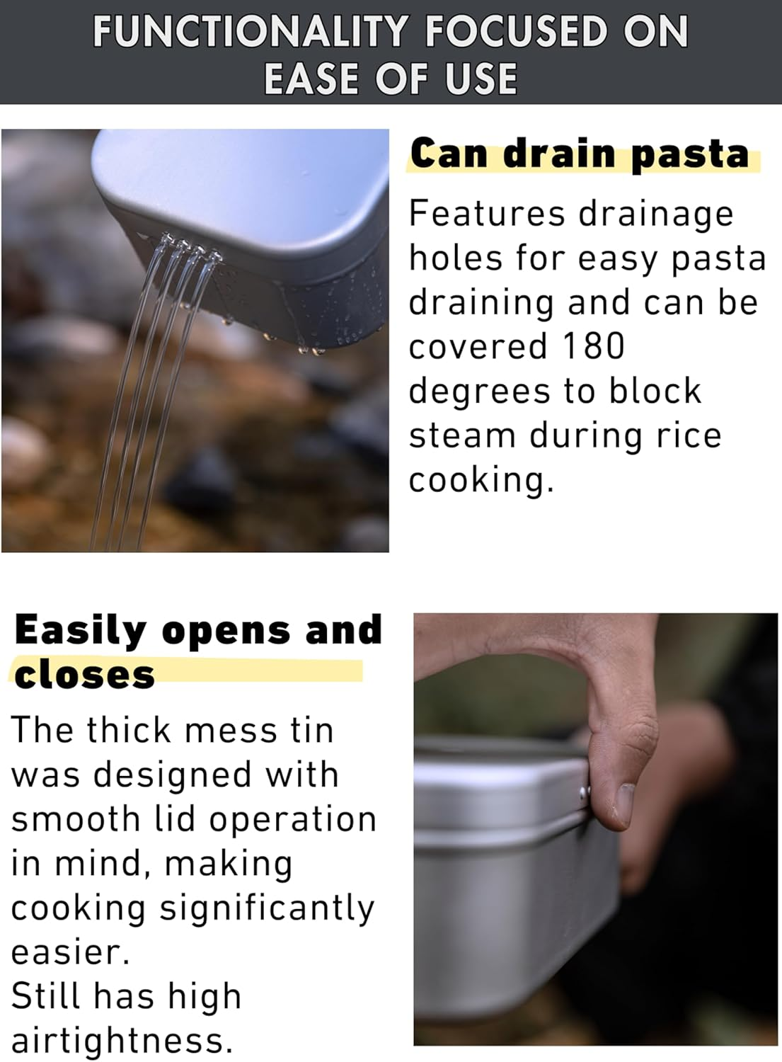 CAMPINGMOON Mess Tin 1.3L Aluminium Camping Cookware Extreme Thick S-2013 image number 3