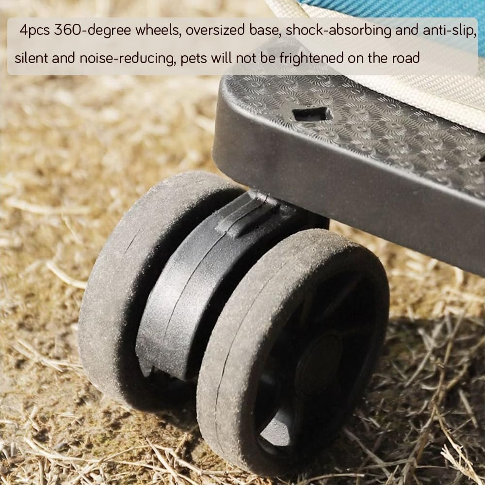 Extra Large Pet Carrier with Wheels, 42X36X27Cm Collapsible Soft-Sided Cat & Small Dog Carrier (Up to 15Kg), Travel Carrier with Telescopic Handle for Car, Airplane, Walking image number 3