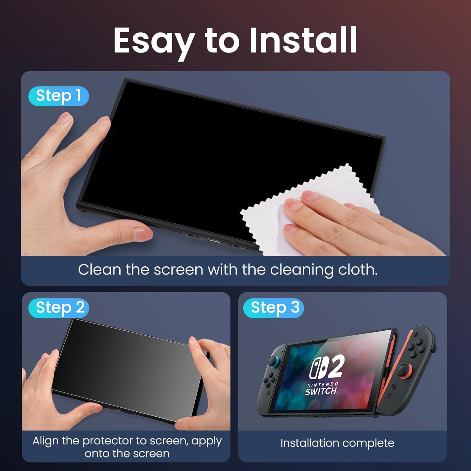 [2 Pack] BAFON Screen Protector for Nintendo Switch 2 2025, Ultra Thin Tempered Glass, Bubble-Free 9H Anti-Scratch Easy Install Glass for Switch 2 Screen image number 1