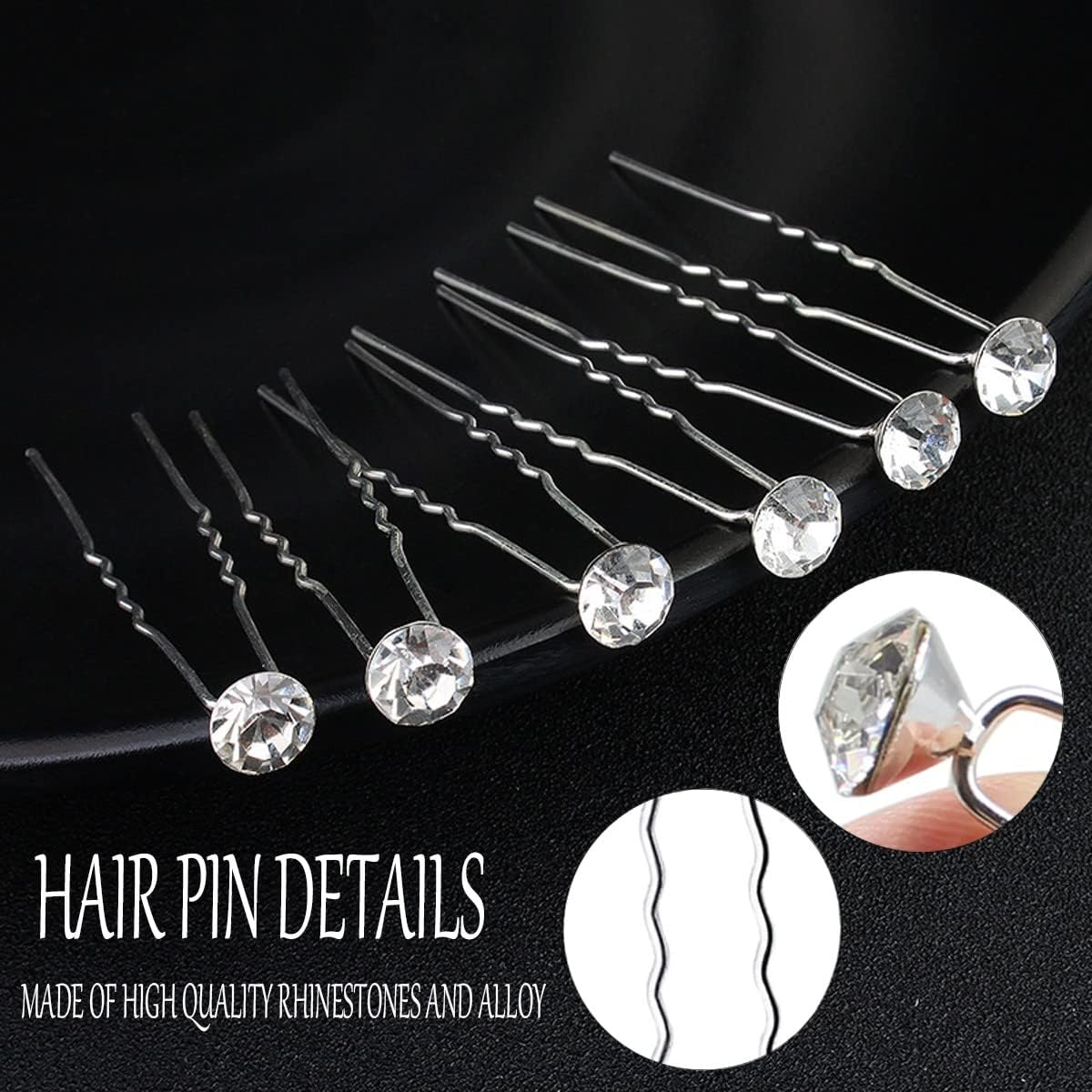 KINDOYO Rhinestone Hair Clips - Bridal Wedding Hair Bun Pins U-Shaped Hair Pins Hair Styling Clip for Women Girls Brides - White (Pack of 30) image number 4