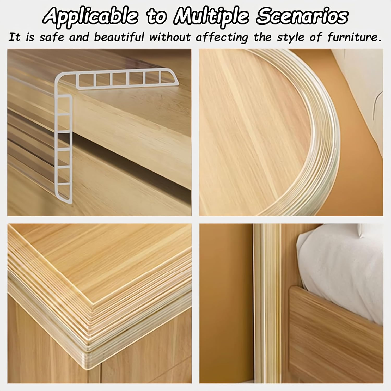 Corner Protector, Transparent Edge & Corner Guards, PVC Baby Proofing Bumper Strips with Strong Adhesive, No Residue, Multi-Scene Use for Kids & Furniture Safety