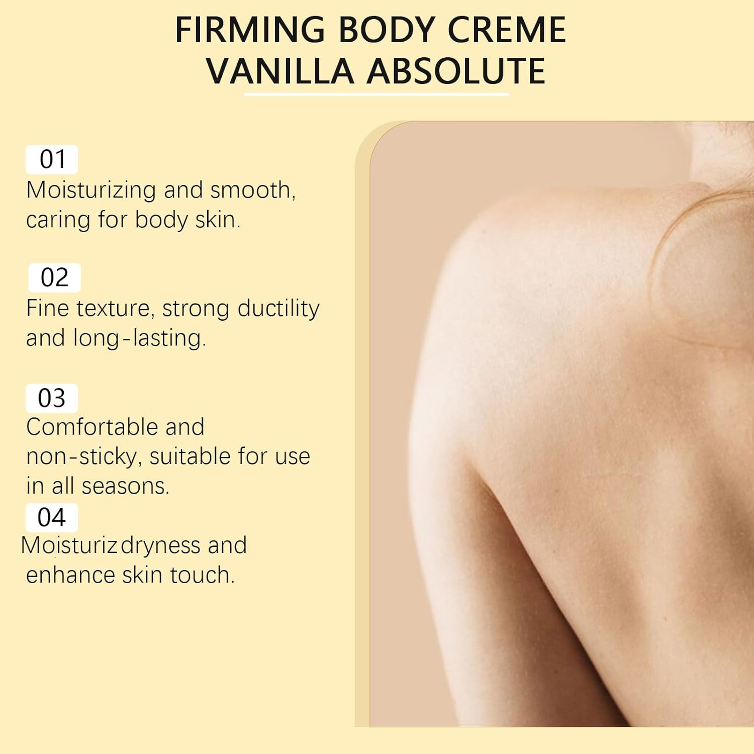Firming and Lifting Body Creme, Vanilla Firming Body Lotion, Containing Luxurious Lifting and Firmings Complex and Pink Pepper Extract ，Nourishes Dry Skin on Skin Visibly Firmer (4Pcs) - 2Pcs image number 6
