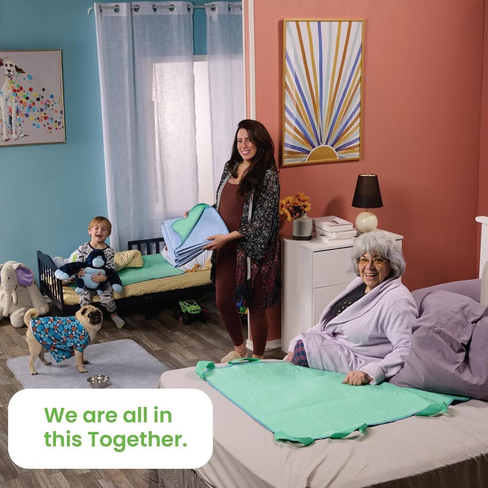 4 Items Washable Waterproof Underpads &ndash; Heavy Absorbency Reusable Bed Pads with Tuck-Ins for Incontinence, Bedwetting & Potty Training, Protector for Adults, Kids, Elderly & Pets image number 3