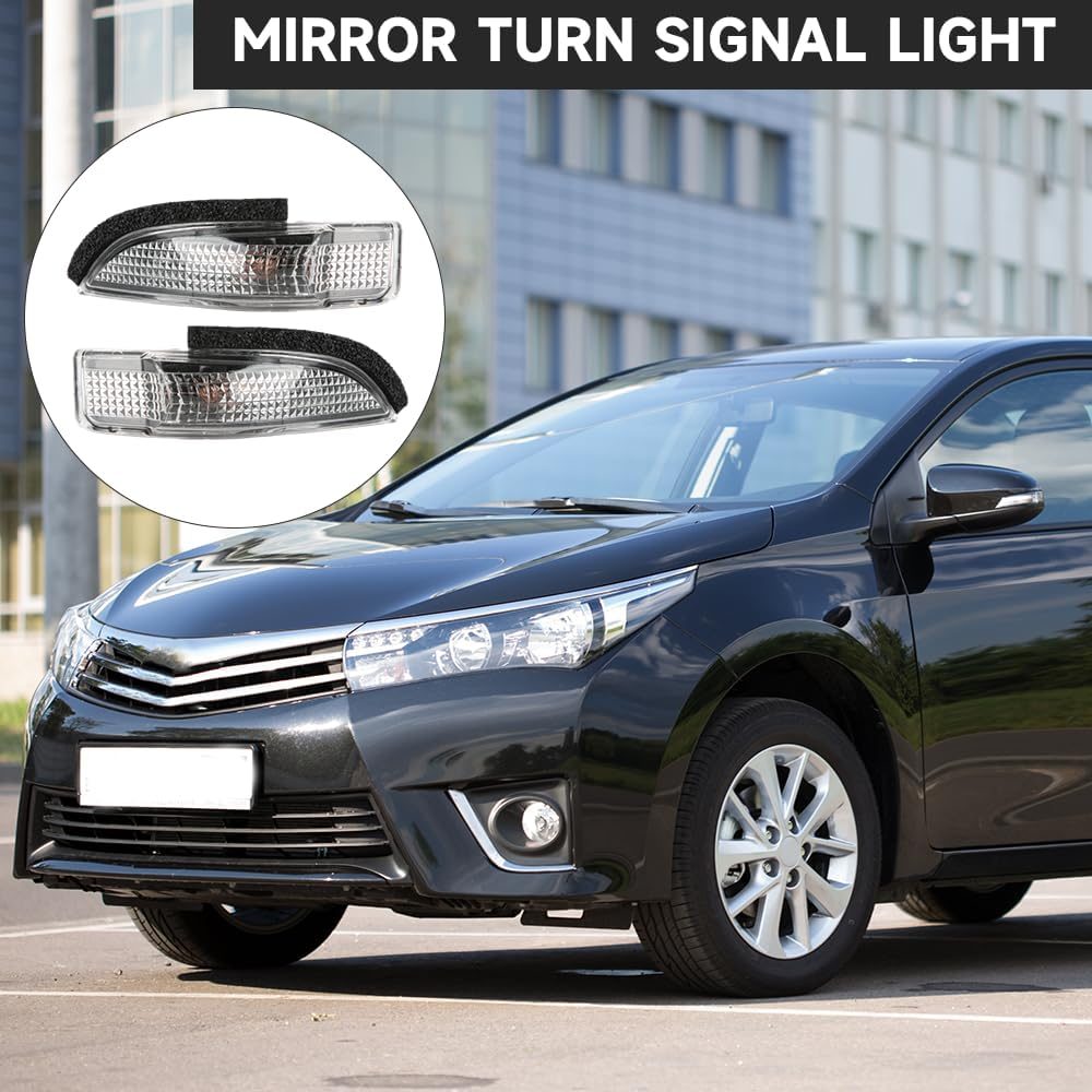 Rear Left Right Mirror Signal Lamp Indicator Flashing Light - Compatible for Toyota Corolla 2014-2017 - Replace Part 81740-52050 Set of 2 image number 6