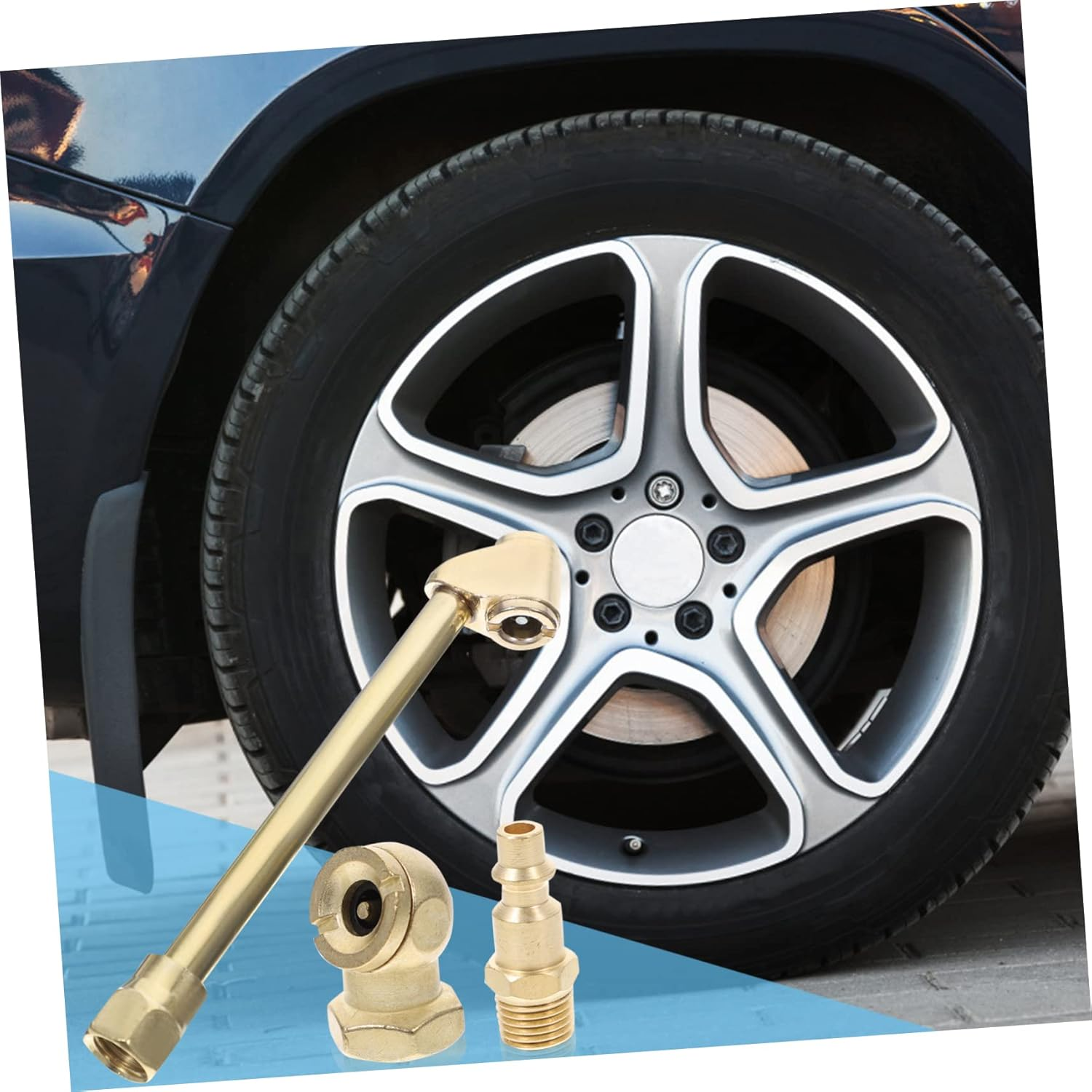 1 Set Air Clamp Kit Tire Attachment for Air Compressor Air Compressor Tire Inflator Attachment Air Compressor Accessories Tire Air Chuck Air Hose Major Pressure Gauge Brass image number 2