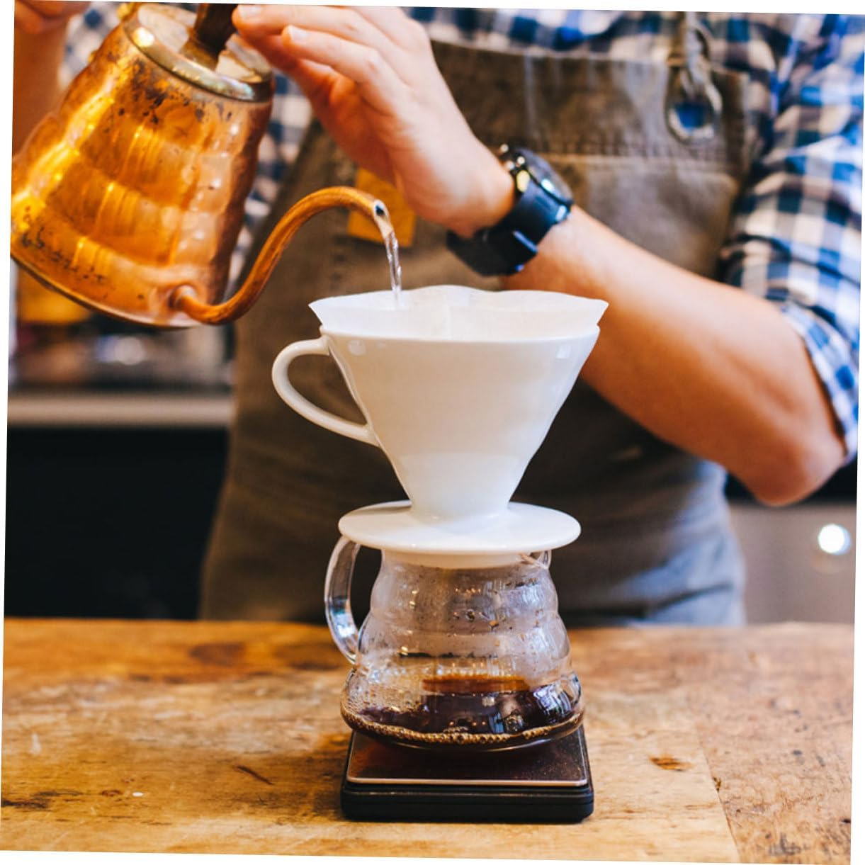 UKCOCO 100Pcs Cone Coffee Filters Paper Set Espresso Filters for Coffee Makers for Brewing Tea Easy to Use Fits Drippers Enhance Flavor image number 4