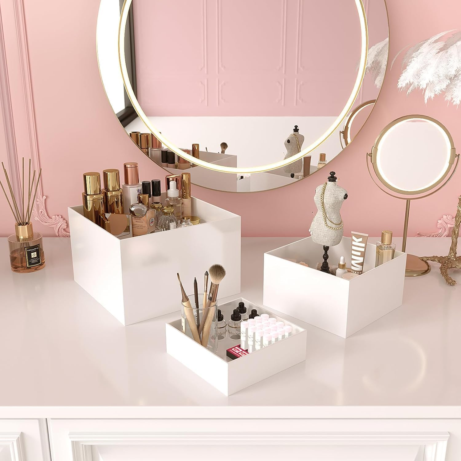 6PCS Buffet Risers, Food Risers for Buffet Table, Buffet Risers and Stands, Acrylic White Boxes for Food Display, White Acrylic Cube Boxes Big Size(9"-8"-2Pcs 7.5"-2Pcs 6.7") (White) - White image number 5