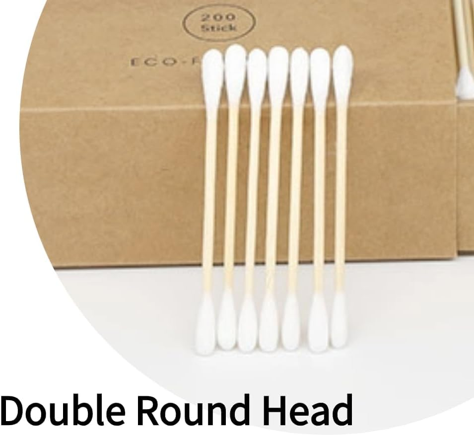 2000 Pcs Premium Cotton Swabs Natural Cotton Buds Biodegradable Organic Double Tips for Ear Wax Removal (200Pcs,Pink) - Black image number 4