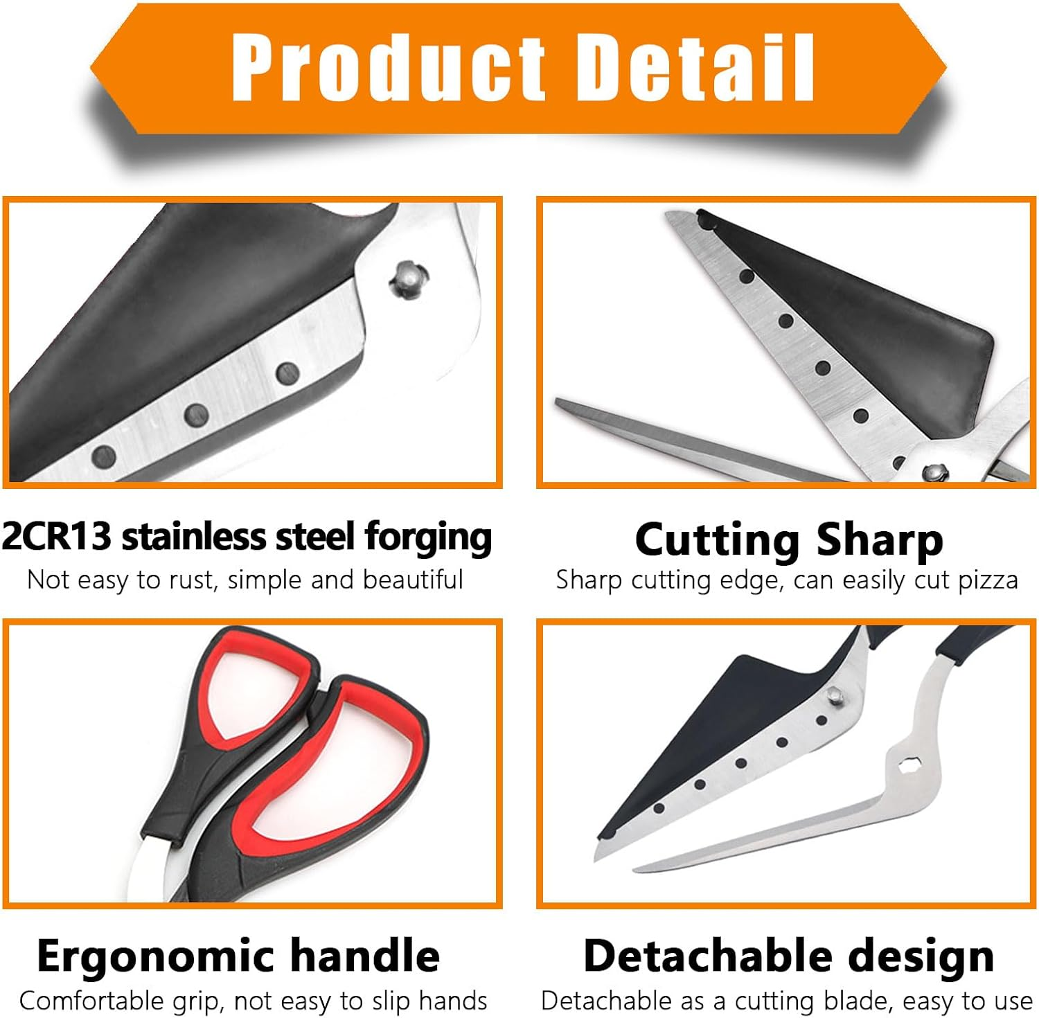 2-In-1 Pizza Cutter with Ergonomic Soft Grip Handle and Spatula, Multifunctional Scissors with Food-Grade Sharp Stainless Steel Blade, Easy to Clean Kitchen Gadget for Food, Camping, Picnic(27.5Cm) image number 5