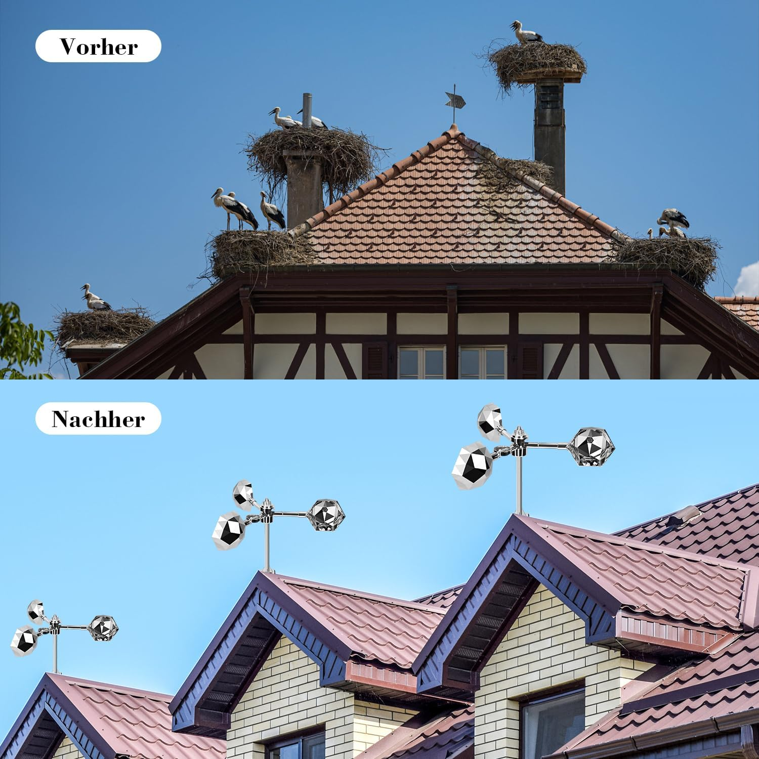 YIKEDAN Bird Deterrent for Outside, Bird Repellent Outdoor, Bird Reflectors Spinning Wind Powered Scarer Device to Keep Pigeon Possum Owl Away image number 5