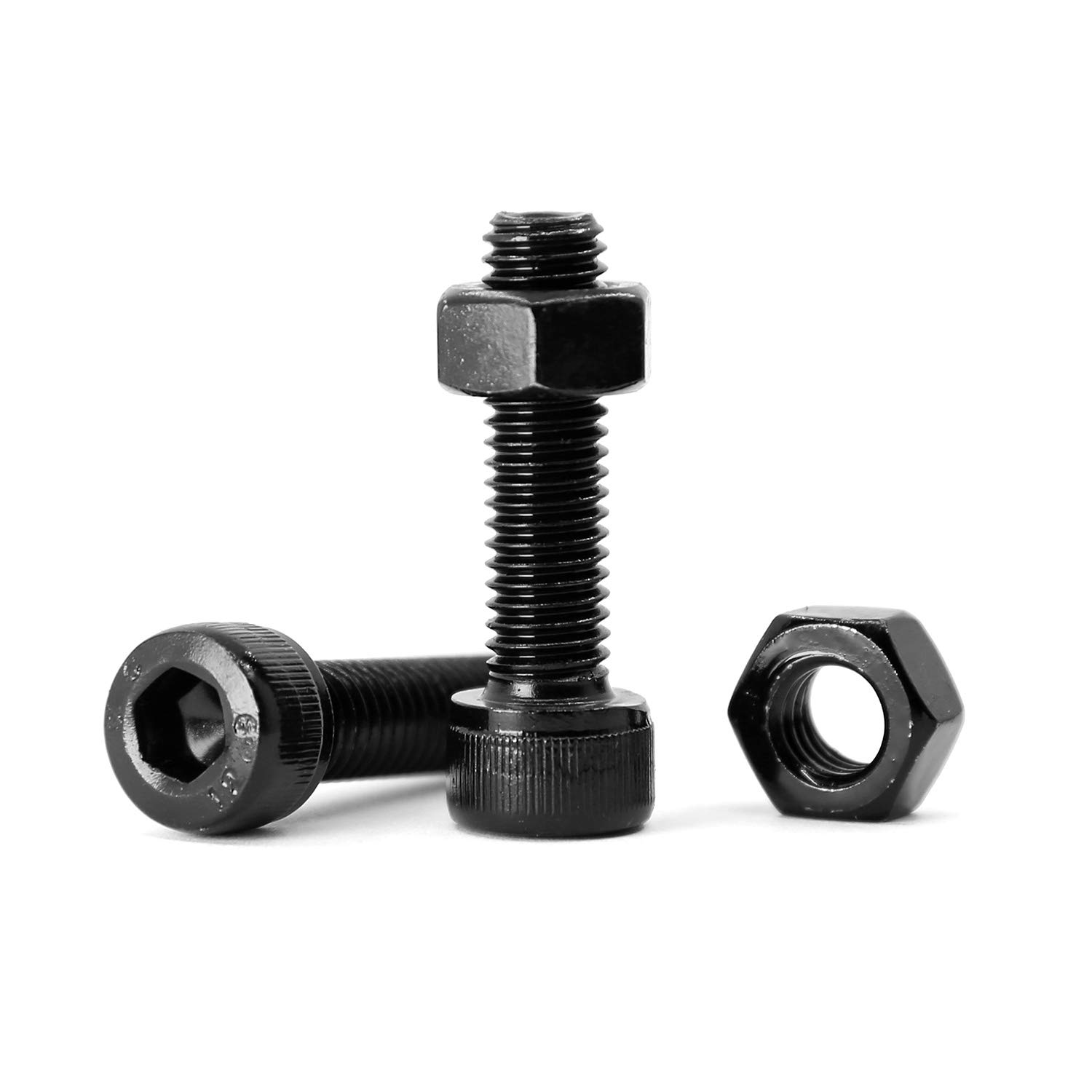 (50 Sets) M5 X 10Mm Bolts and Nuts Set Socket Head Cap Screws 12.9 Grade Alloy Steel Black Full Thread image number 3