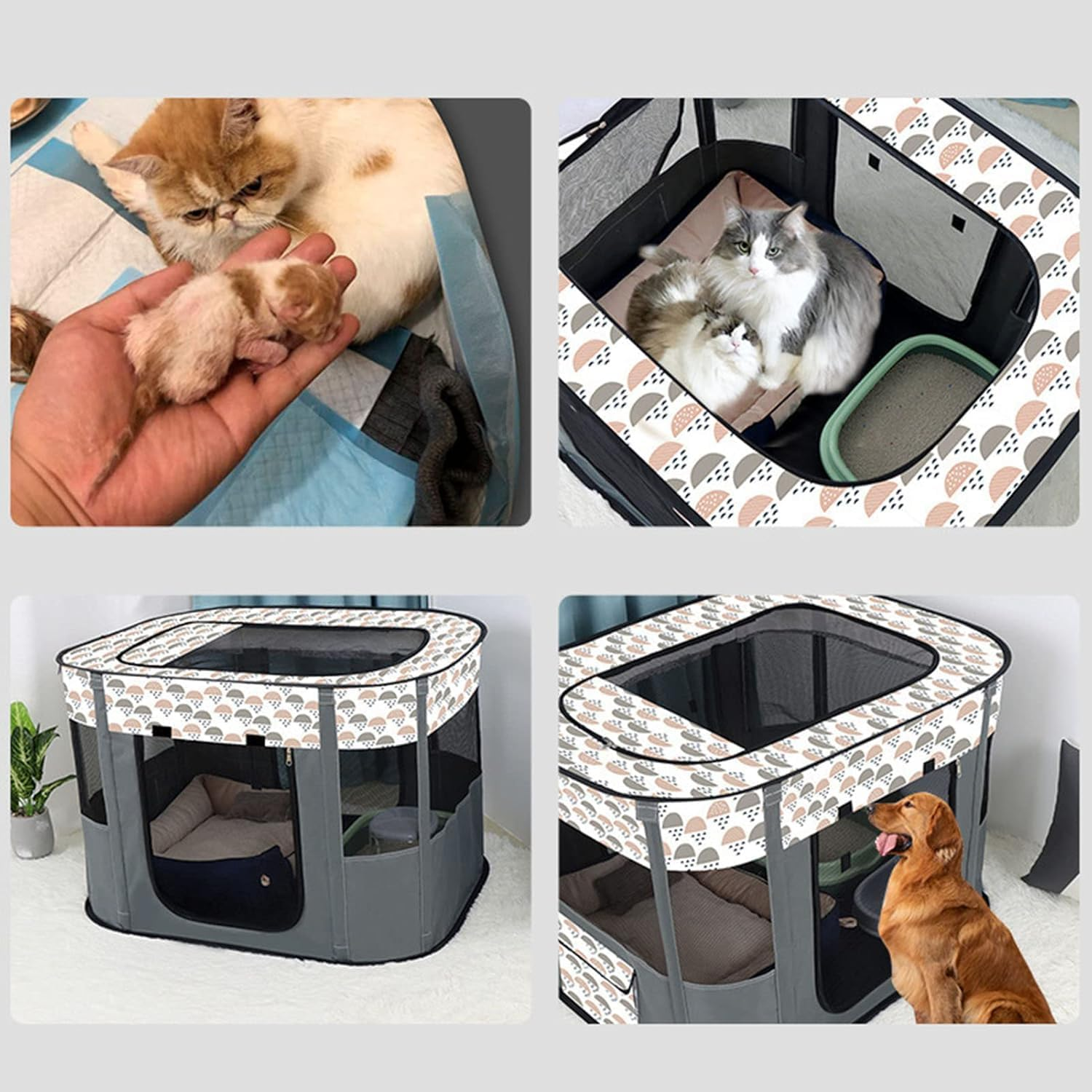 LMSNE Portable Pet Playpen for Dog/Cat/Puppy Exercise Kennel Dogs Cats Indoor/Outdoor,Waterproof&Breathable, Indoor Outdoor Travel Camping Use. image number 2