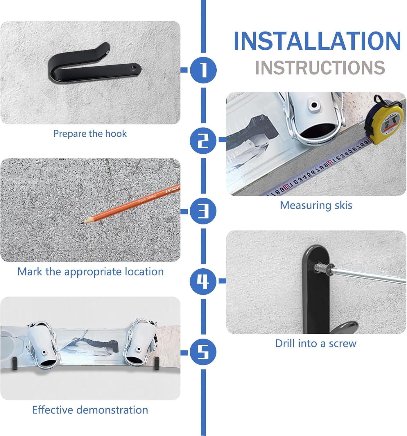 Snowboard Wall Mount, Ski Storage Rack Wall Mount, Snowboard Accessories for Ski Board Longboard image number 1