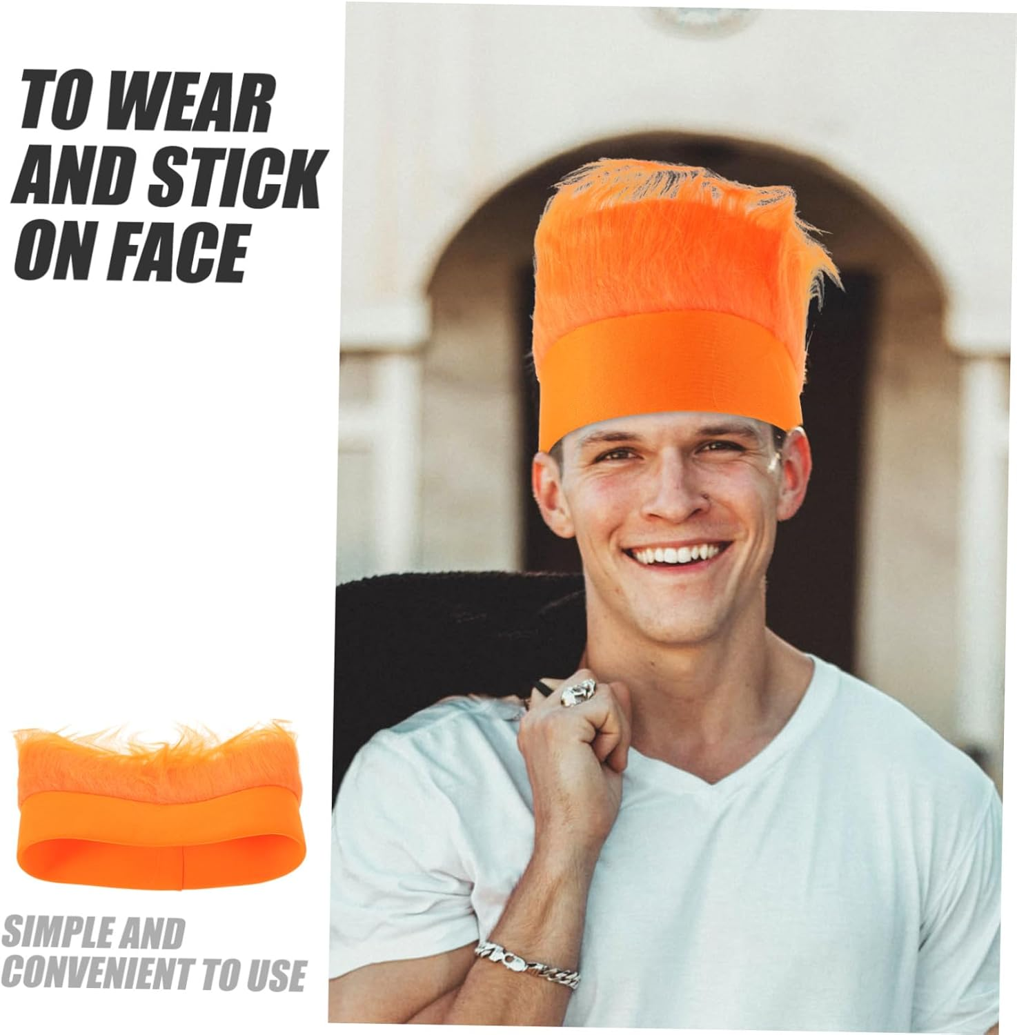 Gatuida Halloween Fuzzy Hair Headband for Boys and Fun Crazy Wig Accessory for Sports Fans Cosplay and Party Costume Reusable Comfortable Day Party Headwear in Orange image number 1