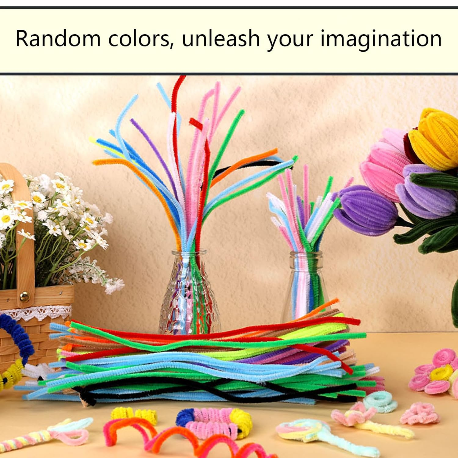 1000 PCS Pipe Cleaners,Mixed Colored Furry Chenille Sticks,Diy Pipe Cleaners for Crafts Kids Arts & Crafts Supplies（6 Mm X 12 In） image number 4