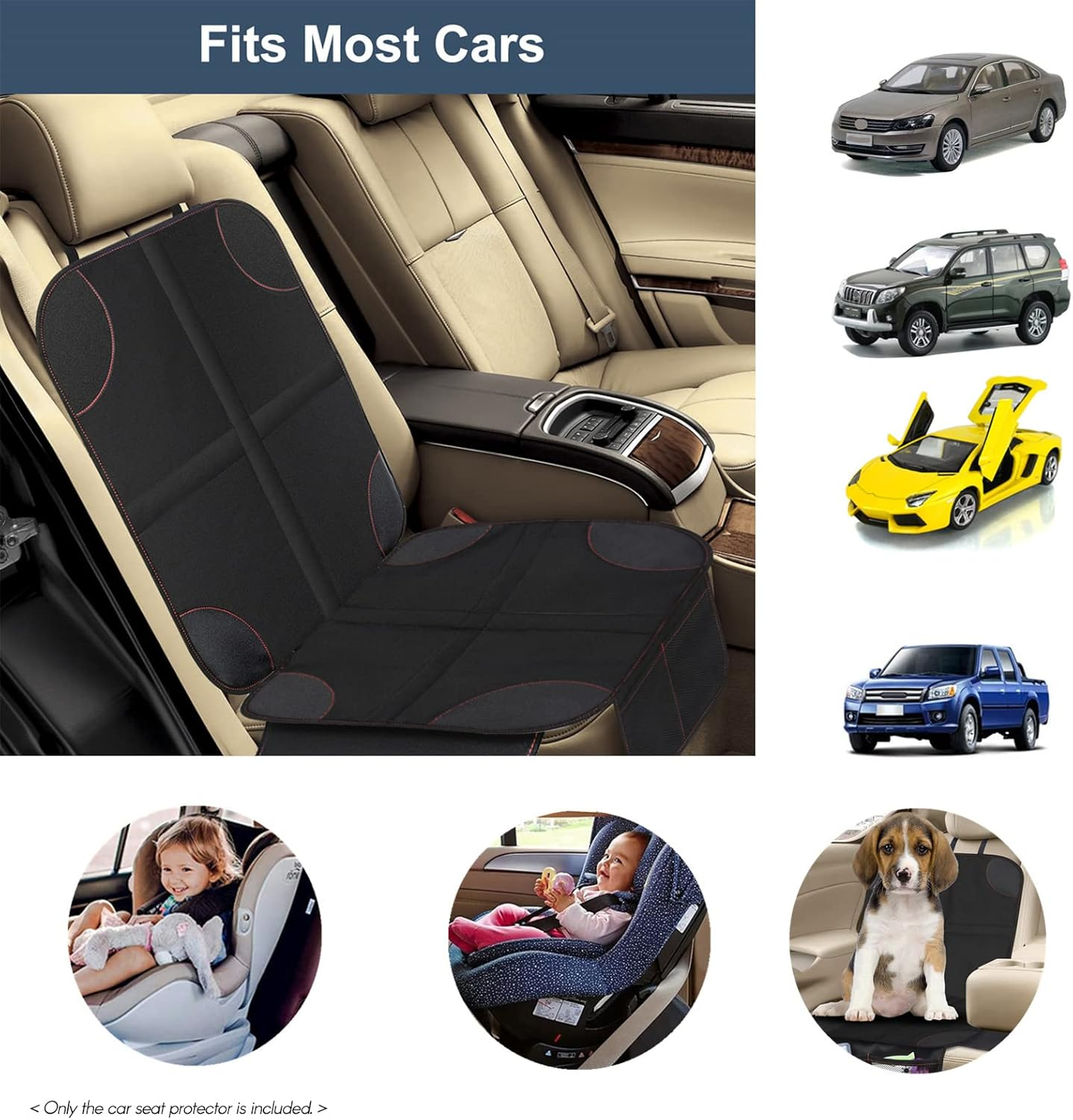 RAYWE Baby Car Seat Protector Slip-Proof Wear-Resistant Back Seat Cover Mat with Organizer Pocket image number 6