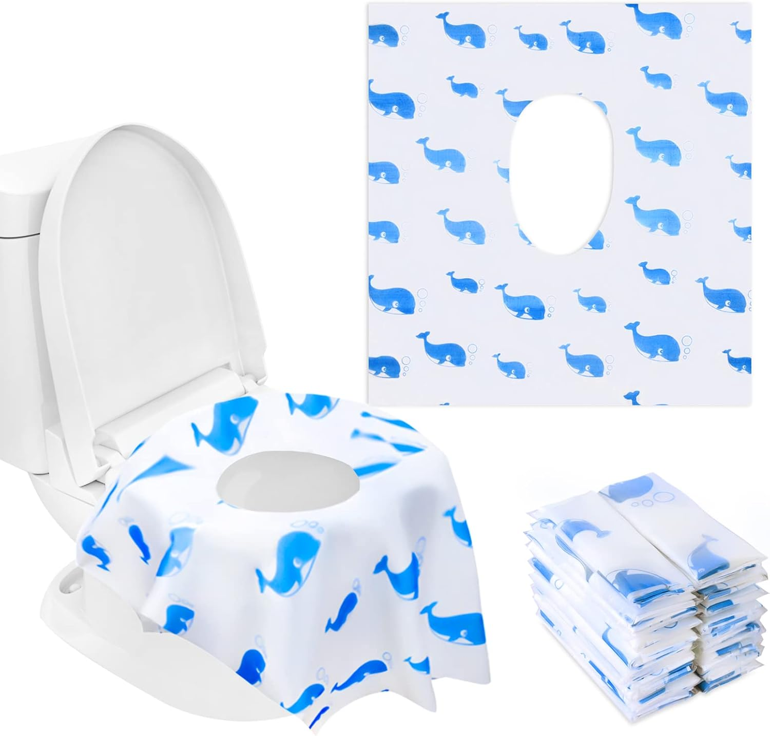 Toilet Seat Covers Disposable, 41 Pack Extra Large Disposable Toilet Seat Covers for Adults, Individually Wrapped Potty Training Liners with Non-Slip Adhesives for Kids in Home, Restrooms & Travel image number 4