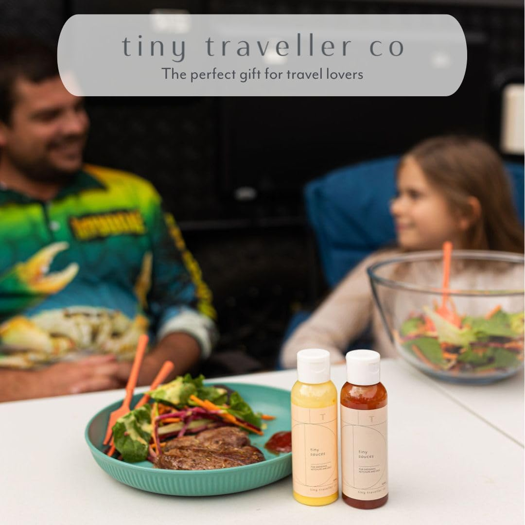 Tiny Traveller Co - Leak-Proof Squeeze Bottles for Sauces with 700Ml Silicone Storage Pouch, Compact Mini Dressing Bottles, Bpa-Free, Ideal for Sauces, Oils, Dressings, and Vinegars - 4 X 100Ml image number 1