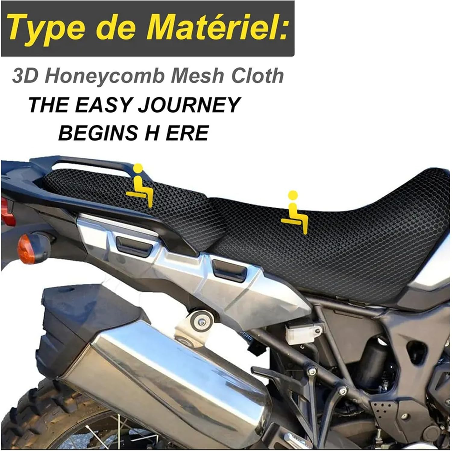 Motorcycle Seat Pad Motorcycle Breathable Seat Cushion Cover Compatible with Honda Africa Twin 1100 Crf1100L Adventure Front Rear 3D Mesh Saddle Seat Cover