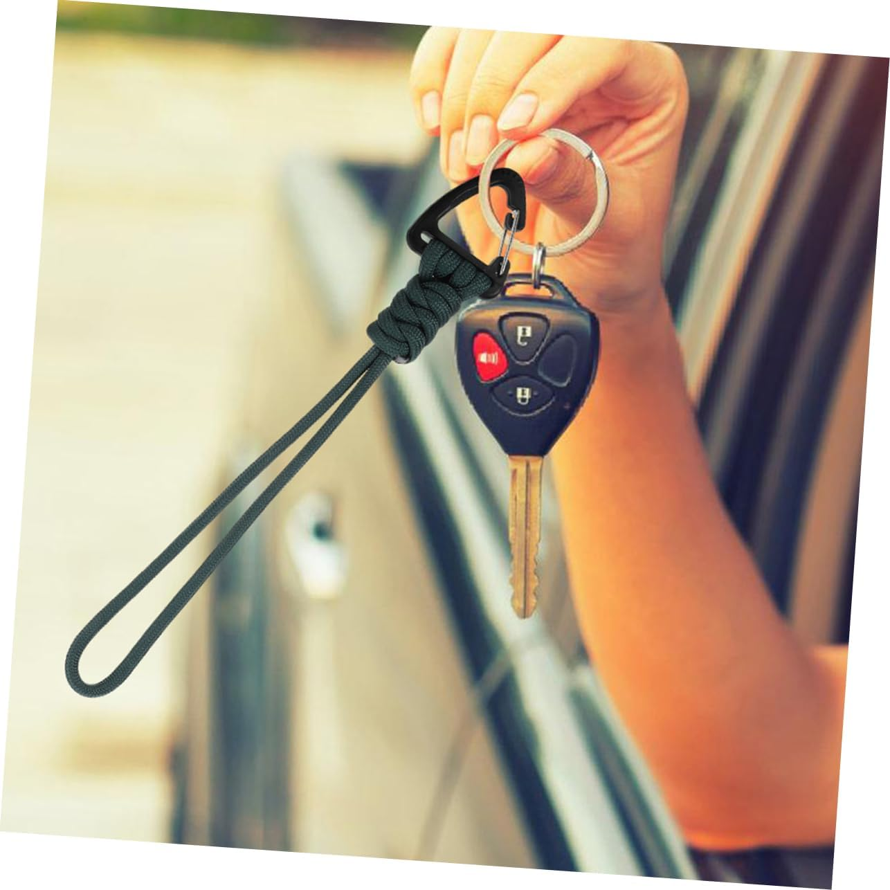 VINTORKY Braided Keychain Lanyard with Carabiner Durable Wrist Lanyard for Keys Wallets and Phones for Outdoor Use Sharp Design King Dark Green image number 4