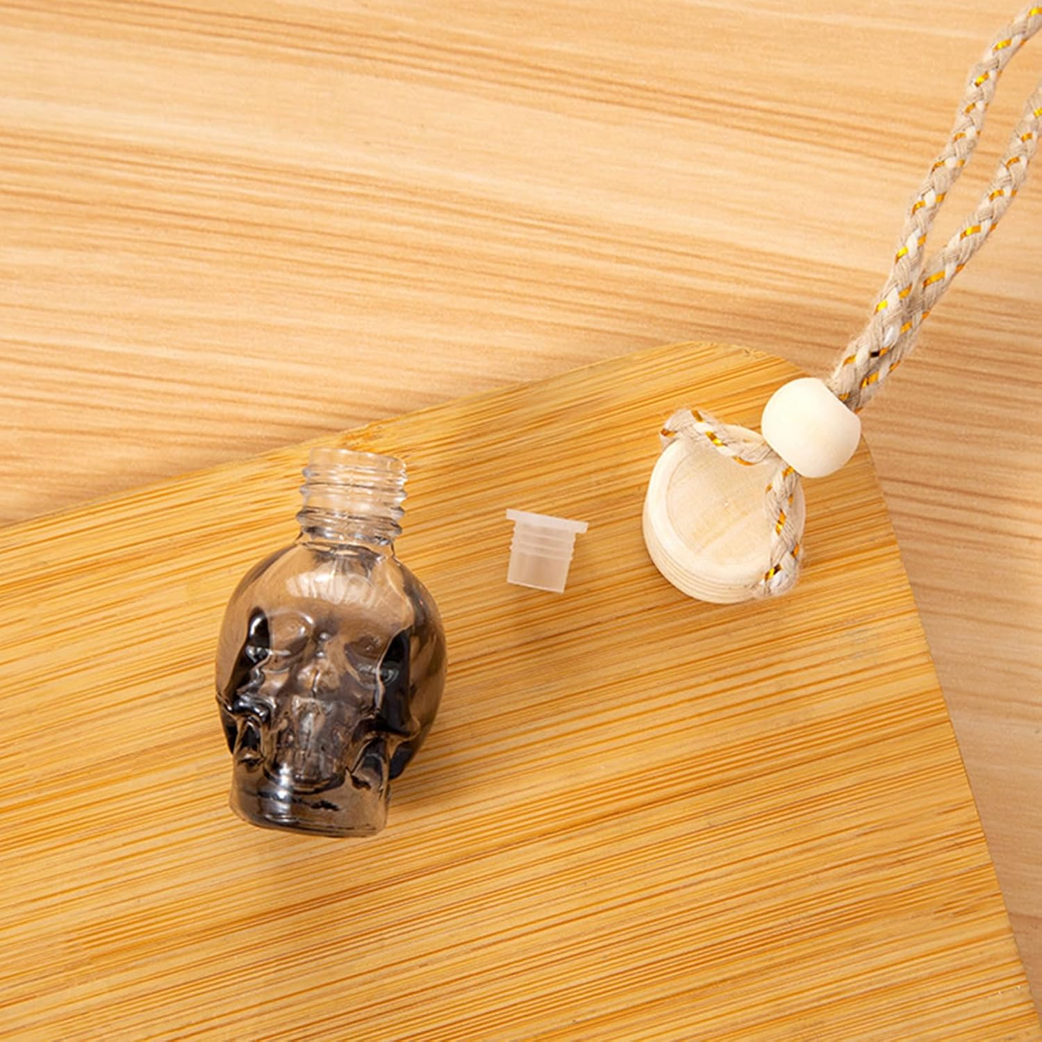 JANKOW Skull Air Freshener Car Hanging, Car Air Freshener Cars Diffuser Bottles, Refillable Perfume Bottles Pendant Auto Interior Decor for Essential Oil Fragrance Aromatherapy Bottle Ornament (6 Pcs) image number 2