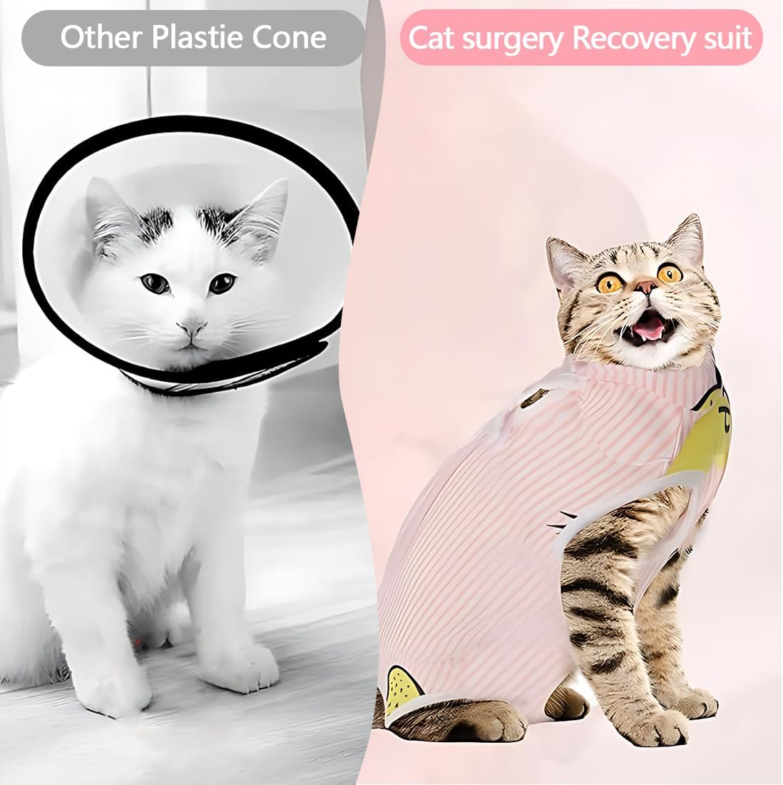 1 Piece Professional Cat Recovery Suit for Abdominal Wounds or Skin Diseases Kitten Surgery Recovery Suit E-Collar Alternative for Cats and Dogs Post Surgery (S) image number 2