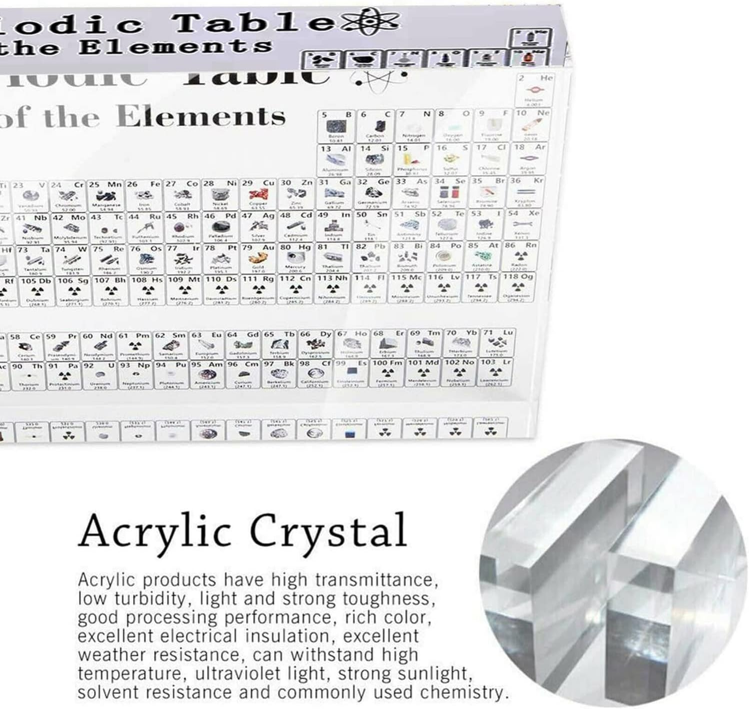 Chemistry Periodic Table Display with Elements Acrylic Chemistry Reference Acrylic Board with Eternal Picture inside Prevent Children from Breaking for Students, Teachers (150 * 114Mm) image number 2