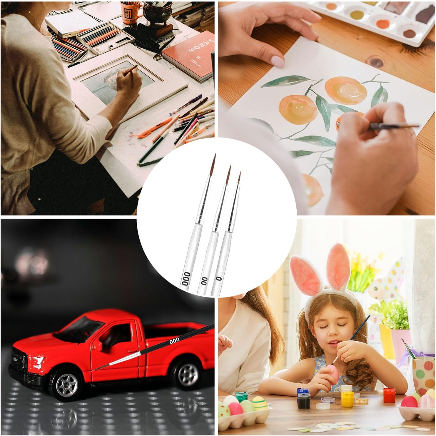 45Pcs Tiny Detail Paint Brushes, Miniature Painting Kit Brushes with 3 Sizes #0#00#000 Fine Liner Brushes for Painting Crafts Watercolor Acrylics Oil Face Art Miniature Painting(White) image number 3