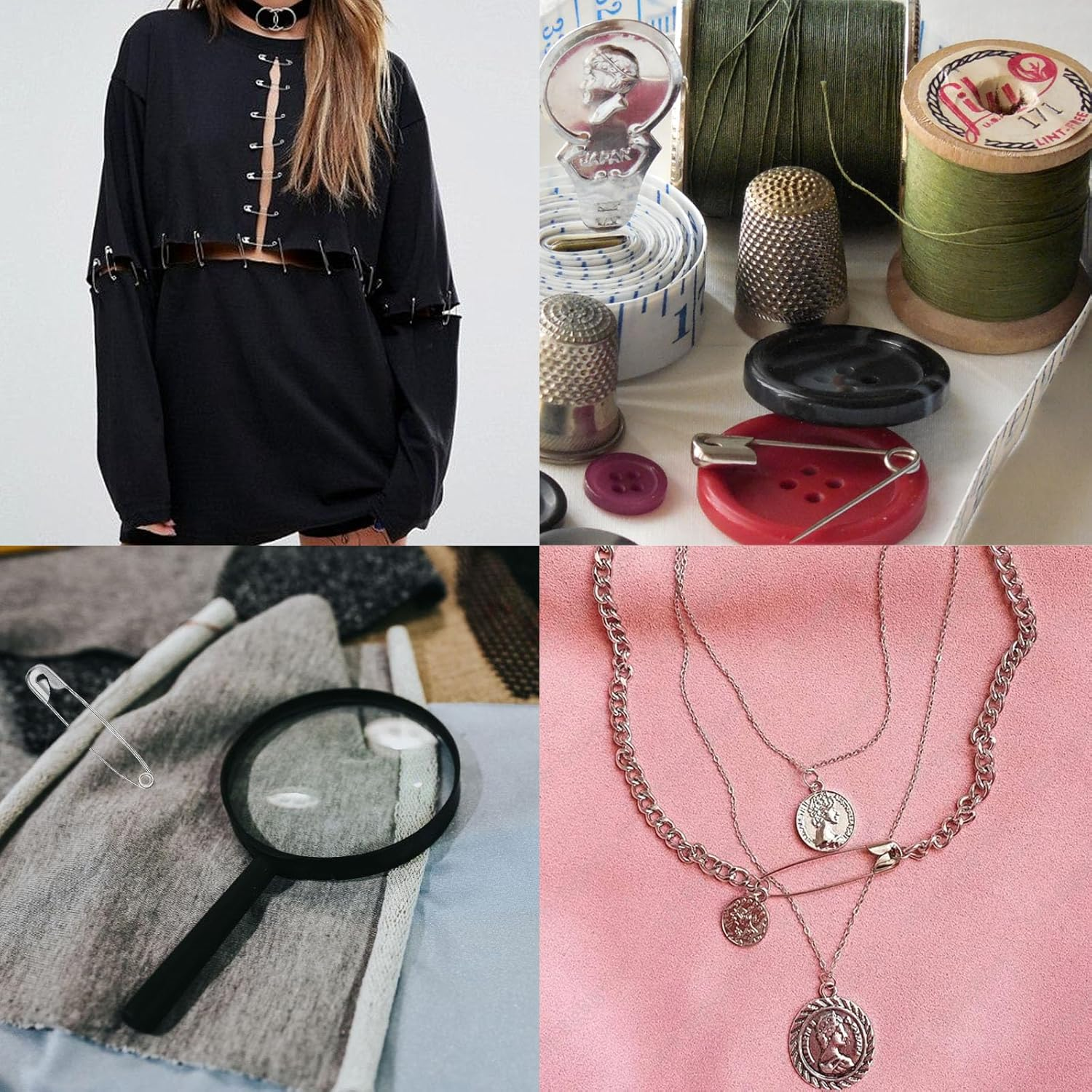 YUESUO 550 Pack 5 Different Sizes Silver Safety Pins Heavy Duty Safety Pin for Clothes, Crafts, Sewing (550)