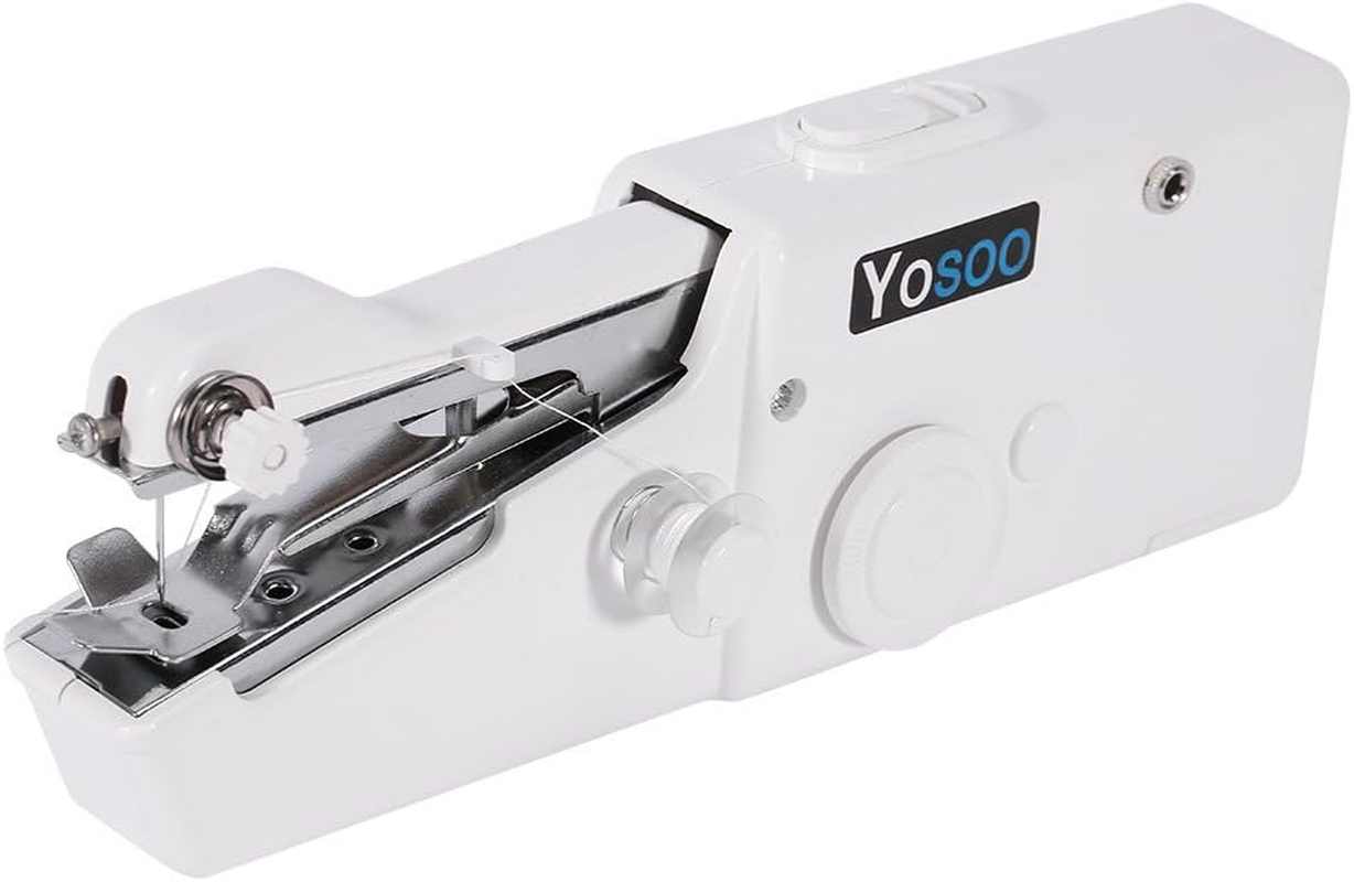 Hand-Held Lightweight Sewing Machine, White, Portable for Home Office Desk DIY Sewing