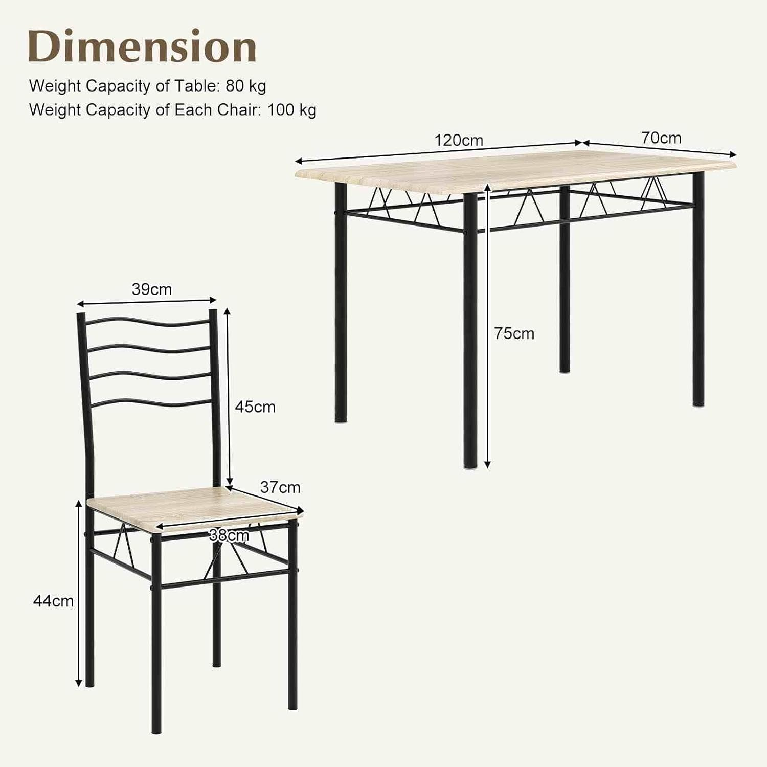 Costway 5-Piece Dining Table and Chair Set, Metal and Wood Rectangular Dinning Table Furniture Set W/ 4 High Backrest Chairs, Modern Dinette Set for Kitchen, Dinning Room, Restaurant, Shallow Walnut image number 2