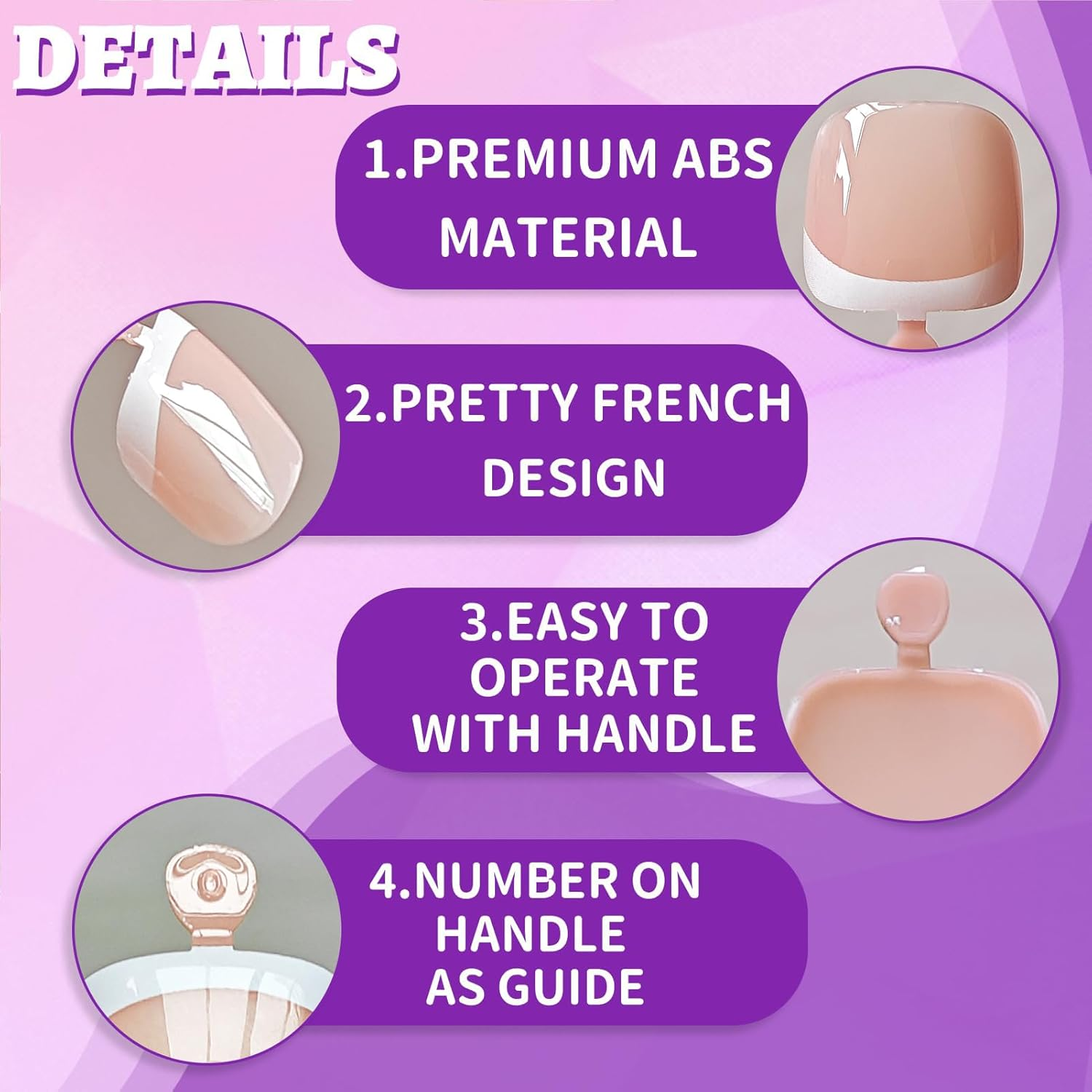 216 PCS Press on Toenails,French Tip Fake Toenails & Toe Nail Tips,Short Square Press on Nails,Odourless Gel Full Cover False Nails & Nail Extensions for Women Girls Home DIY - Color-03 Point Pink image number 4