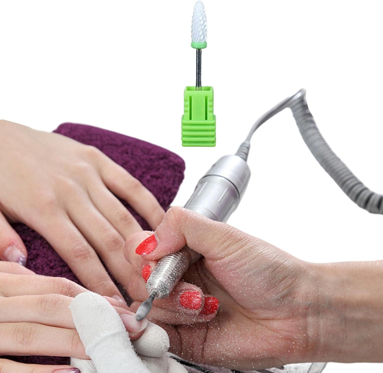 Ceramic Nail Drill Bits | Professional Nail Drill Ceramic Nail Drill Bits,Ceramic Nail Drill Bits Portable Nail Drill Tips for Home Salon Use, Rotary Burr Head Cuticle Clean File with See-Through B/