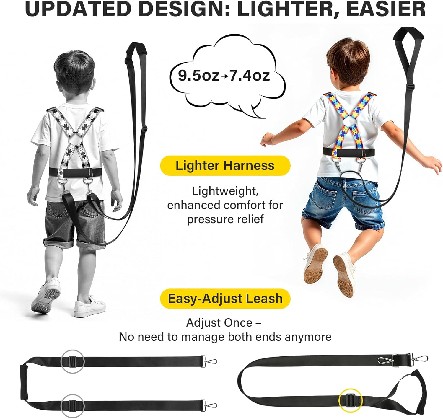 Safety Harness Leash for Kids with Autism, Special Needs and Older Children Ages 6-12 | Adjustable Teens Walking Harness with Grab Handle and Tether | Keep Active ADHD/ASD Autistic Kids Safe image number 3