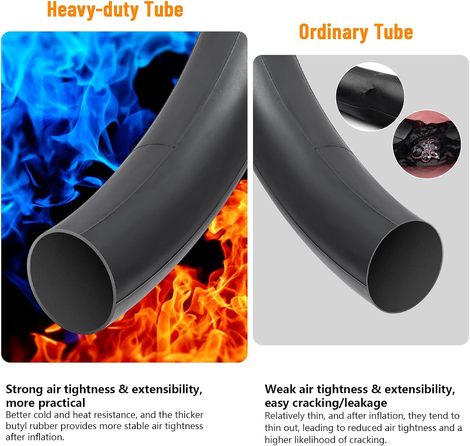 Yunscm 2 PCS 26X2.25 Bike Tubes Heavy Duty,26X2.10/2.40 Bike Inner Tubes Schrader Valve 48Mm,26 2.10 Bicycle Tubes,26X2.40 Bike Tubes,Bike Tubes 26 Inch 2.35,26X2.25 Mountain Bike Tubes image number 5