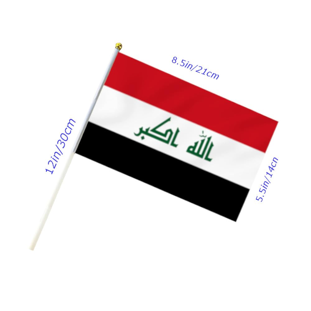 10 PCS Handheld Iraq Flag,8.5&times;5.5 Inch Hand Held Mini Iraqi Flags Banner for Indoor Outdoor Parade Waving the Tlag and Shouting image number 2