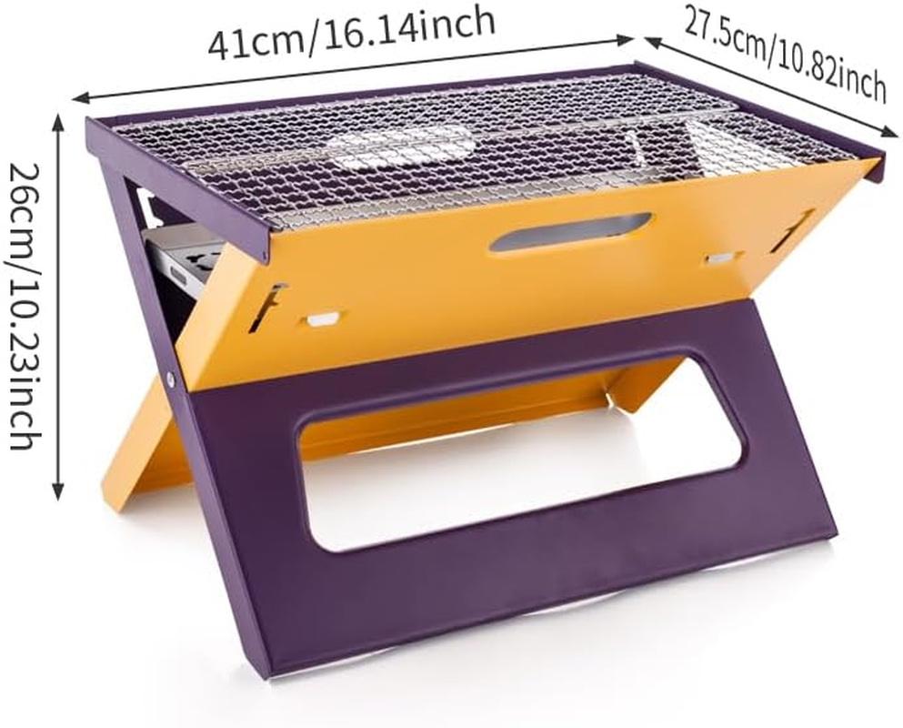 Portable Charcoal Grill with Folding Legs, 41 X 26 Cm Outdoor BBQ Grills, Camping Barbecue image number 3