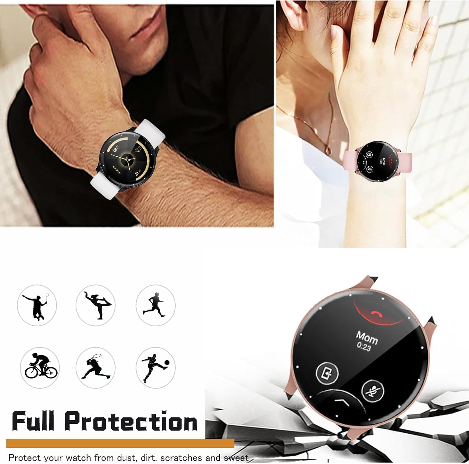 (2 Pack) T Tersely All-Around Screen Protector Case Cover for Garmin Venu 3S,Electroplating Protective Cover Soft TPU Shockproof Frame (Black+Transparent) - Black+Black image number 3